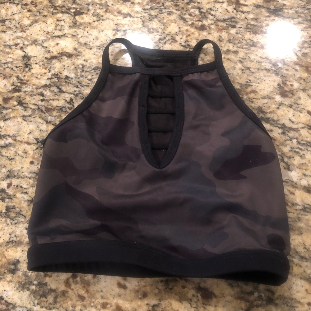 Camo print sports bra
